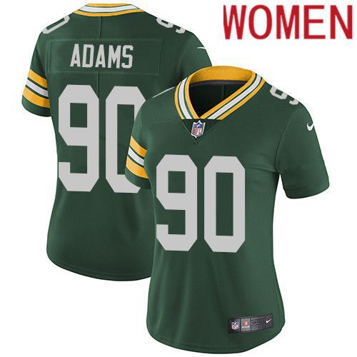 Women Green Bay Packers #90 Montravius Adams Green Nike Vapor Limited NFL Jersey